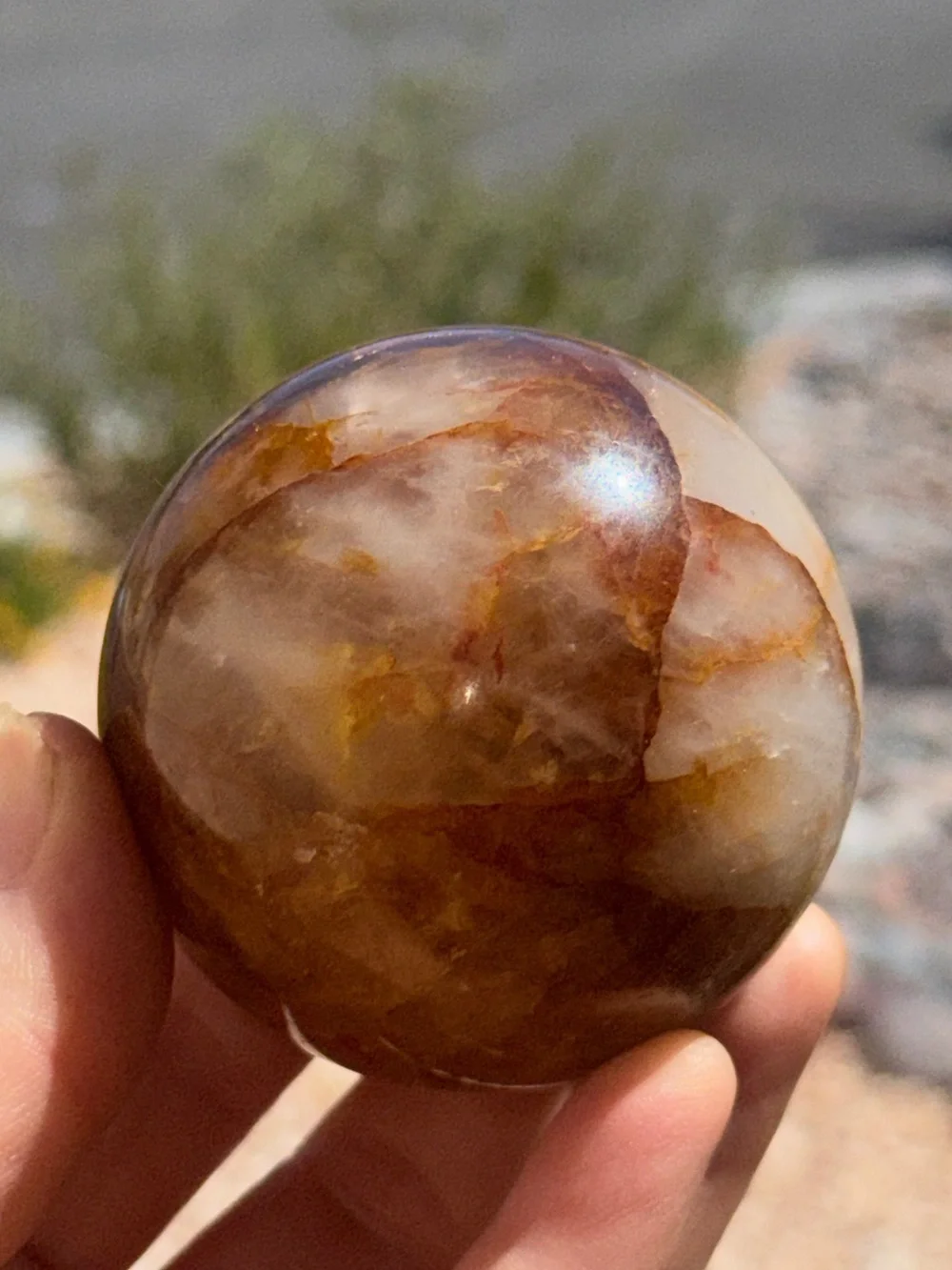 Golden Fire Quartz Sphere With Scenic Inclusions